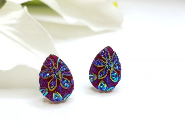 GLITZER Tropfen Ohrstecker drop tropfenform